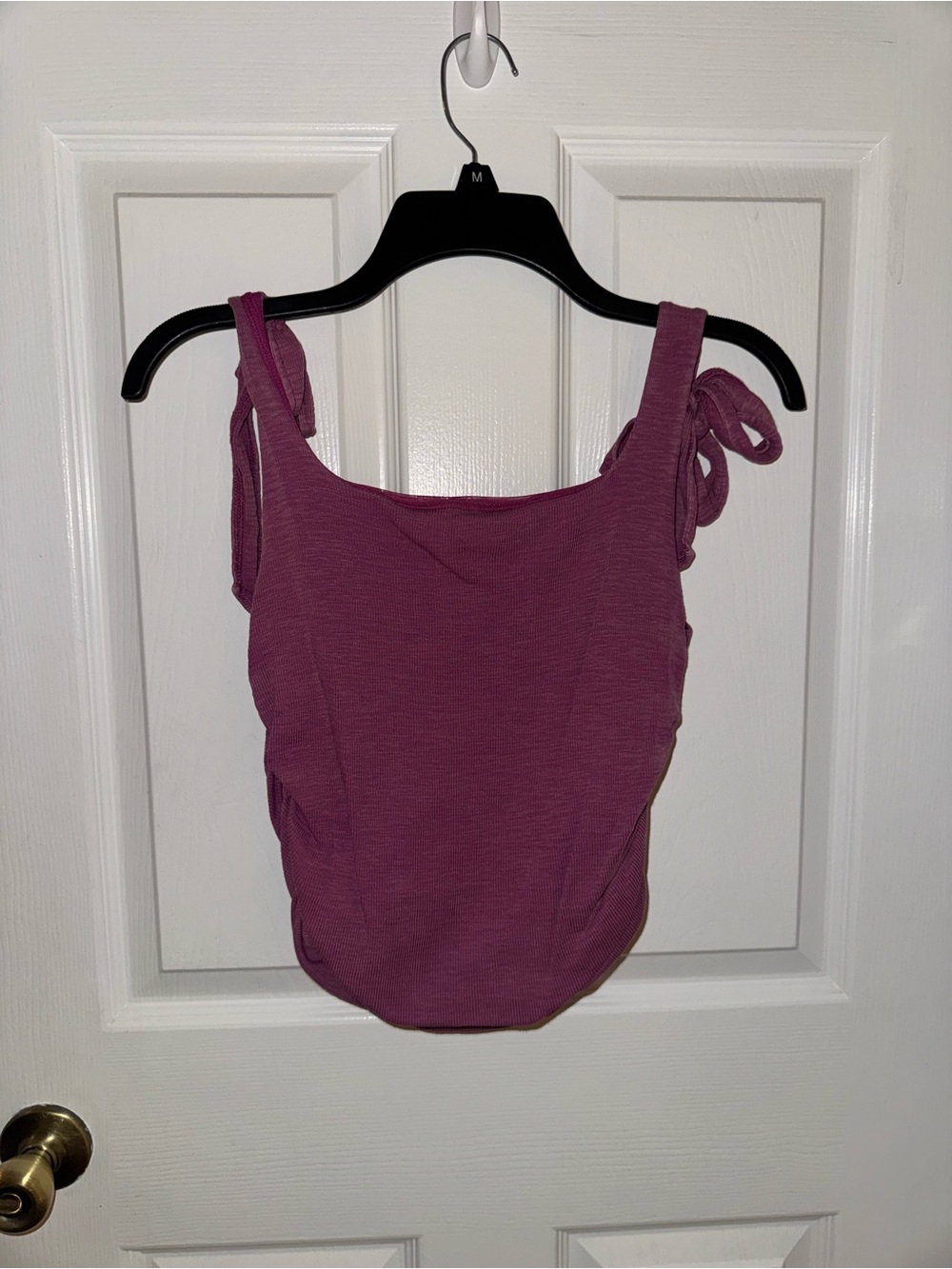 Free People Tie-Shoulder Square Neck Tank Top - Plum